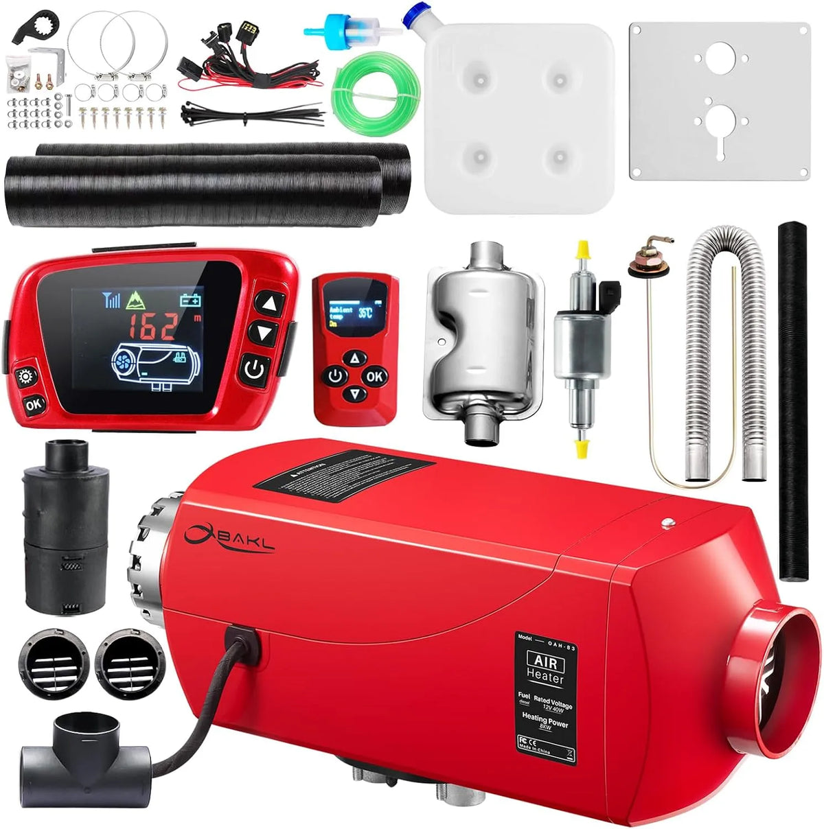 Aluminiumgehäuse Modell 8-kW-Diesel-Heizgerät 12-V-Diesel-Luftheizung 15-Liter-Tank, höhengeeignet, Wohnmobile, Camper und Boote