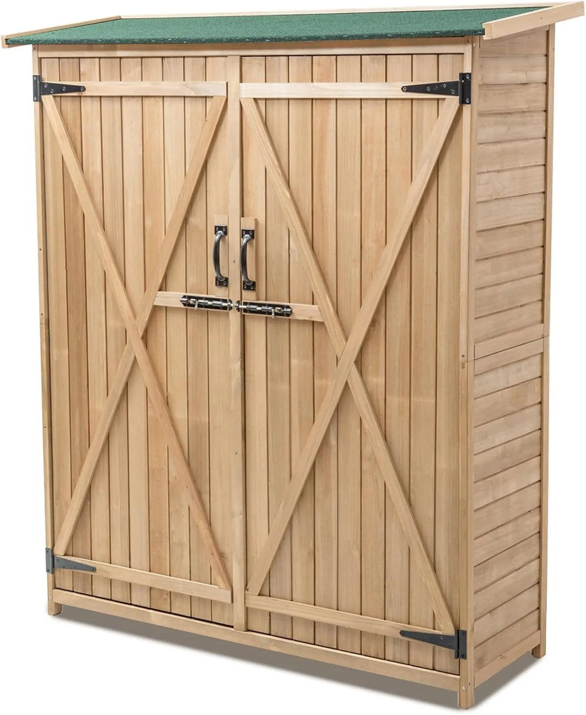 Gerätehaus RELAX4LIFE Gartenschrank, Maße 140 x 50 x 162 cm, Gartenhaus mit 3 Ablagen 2 Abschließbaren Türen, Holz, Geräteschuppen Wetterfest