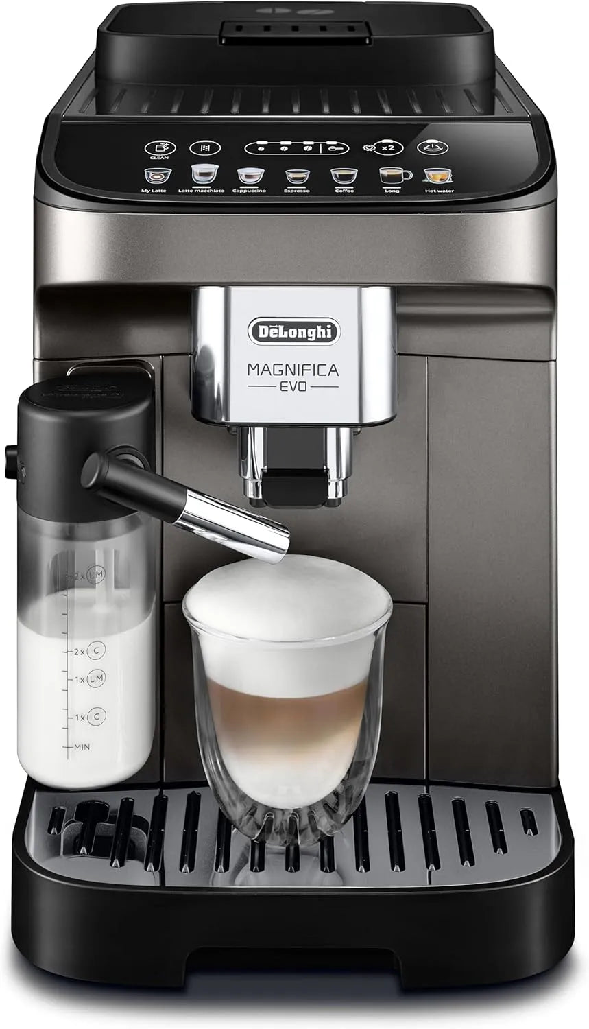 De'Longhi Kaffeemaschine ECAM290.81.TB, Magnifica Evo, Vollautomatische, Automatischer Milchaufschäumer, Titan, 7 Rezepte, Bean-to-Cup-Maschine