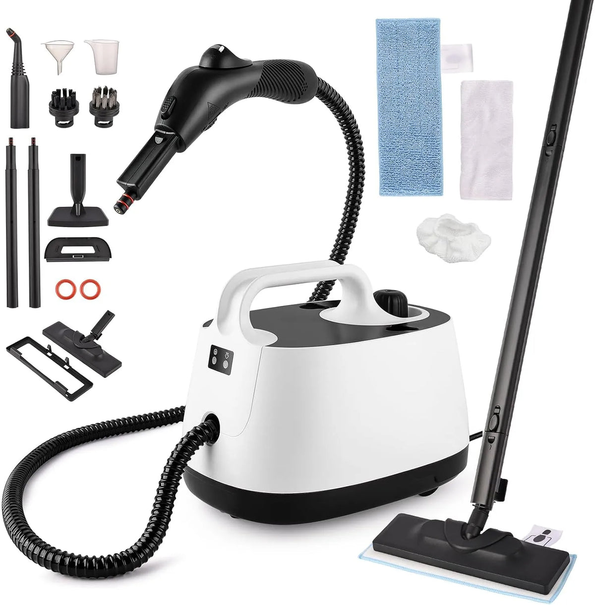 Dampfreiniger 1600-ml-Tank, Leistung 2000W Tragbarer Boden mit, Dampfdruck 4 bar, Sofa, 15 Zubehörteile, Hochdruck für Fenster, Fliesen, Bad, Möbel