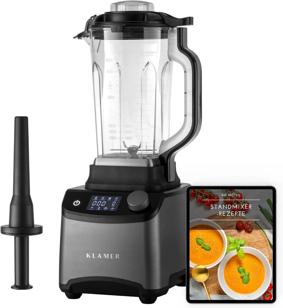 Standmixer 28000, kraftvolle 1800W, KLAMER Hochleistungsmixer, Min, Fassungsvermögen 1,75L, 9 Betriebsprogramme und 8 Klingen, Smoothie Maker mit U