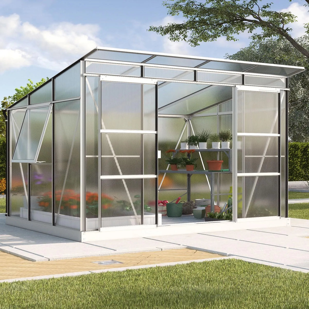 Gewächshaus 5900 Vitavia, 6 mm HKP, 5,9 m², Freya ', Aluminium eloxiert, Wetterfestes & stabiles Treibhaus, für Gemüse & Pflanzen, Robust & langlebig
