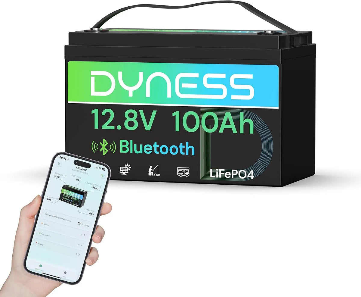 Spannung 12V 100Ah Lithium Batterie Bluetooth mit 100A BMS LiFePO4 Max.15000 Dyness, Zyklen, Solar Home Systeme, Boote