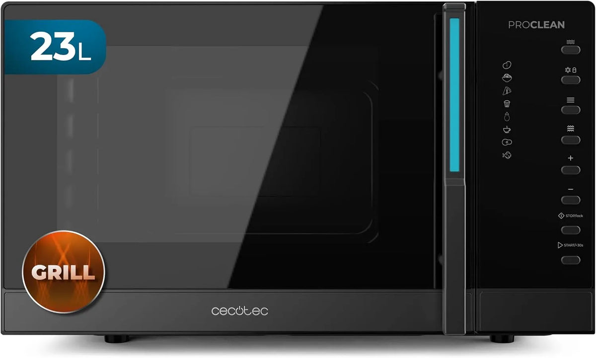 Cecotec Mikrowelle 5130, Fassungsvermögen 23 l, Leistung 800 W und 1000 W Grill, Drehteller 285 mm, Fassungsvermögen 5 Leistungsstufen, Auftaufunktion