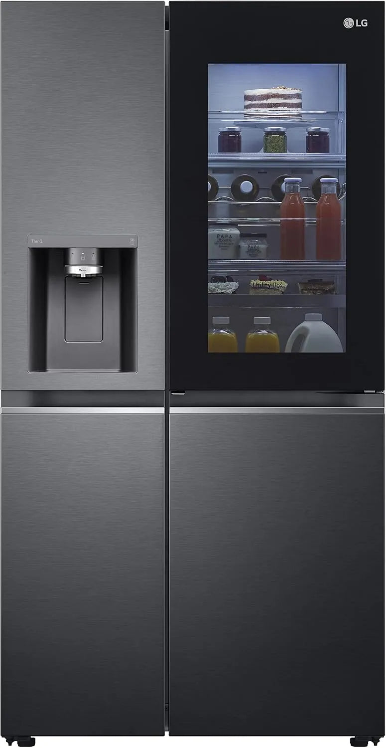 LG Modell GSXV90MCAE, 635 Liter Kapazität, Electronics Side-by-Side mit InstaView Door-in-Door, EIS, Crushed Ice- und Wasserspender, Matt Black Steel