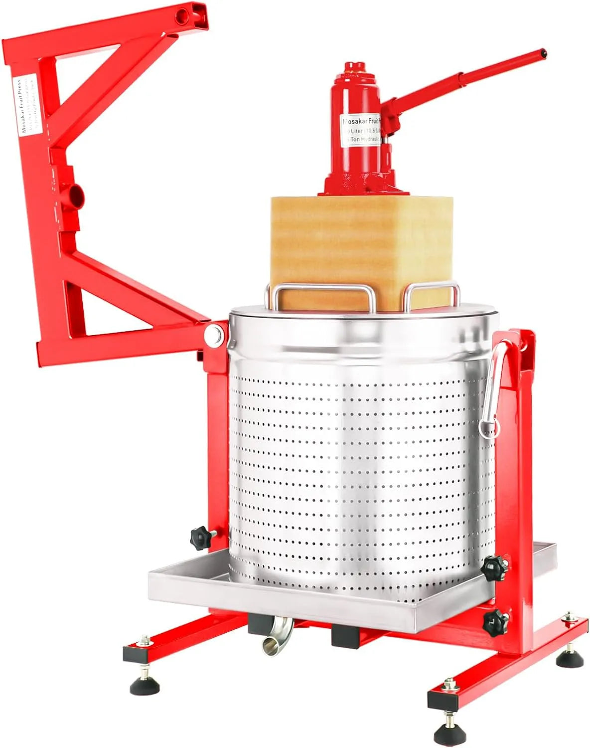 10.6 Gallon AISI 304, Fassungsvermögen 40L Mosakar Hydraulische Fruchtpresse 5 Tonnen Druck Saftkontaktteile