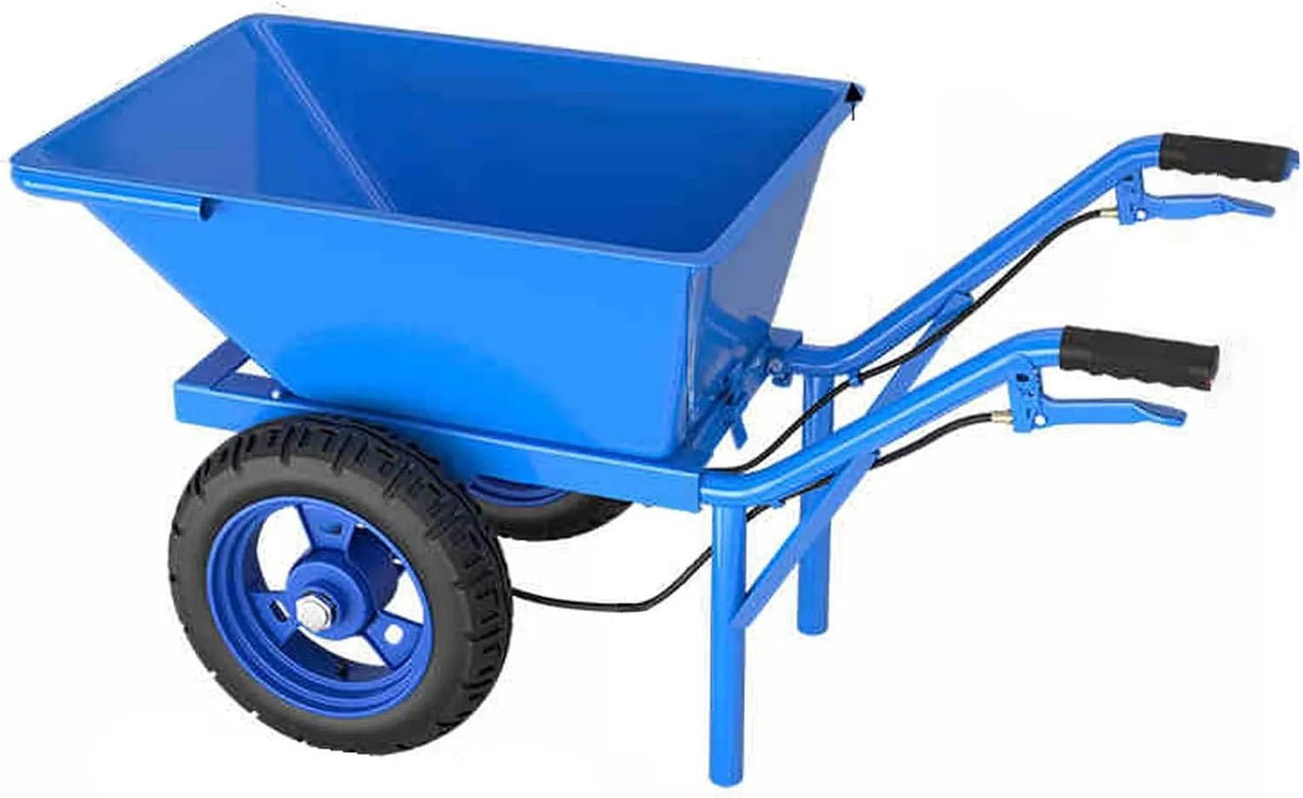 Schubkarre, Gartenwagen, Luftreifen, Bollerwagen Faltbar, Gartenarbeit, Blau, 2 Räder Wagen Heavy Duty, Handwagen Mit Handbremse, Kippwagen