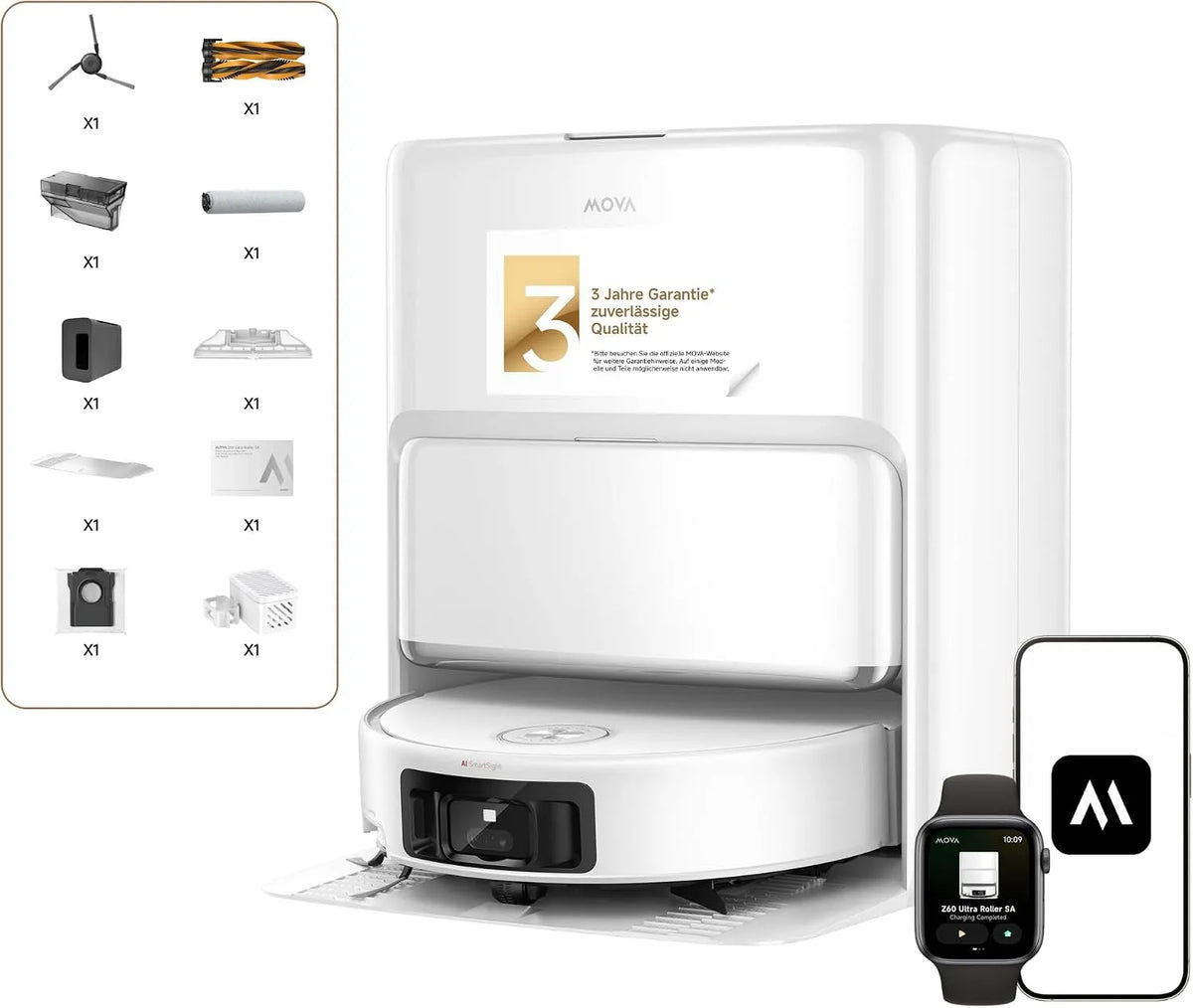 Saugroboter Z60, Mova Ultra Roller Standalone, MaxiReach-Techn., AutoShield-Tech., 26.000 Pa Saugkraft, HydroForce-Wischen