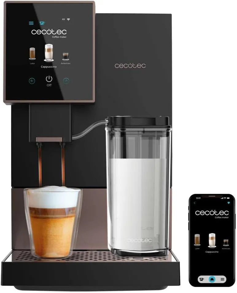 Cecotec Kaffeemaschine, Kompakte Superautomatische mit Wifi Cremmaet Compactccino Connected Black Rose. 1350W, 19 Bar, TFT-Bildschirm und APP