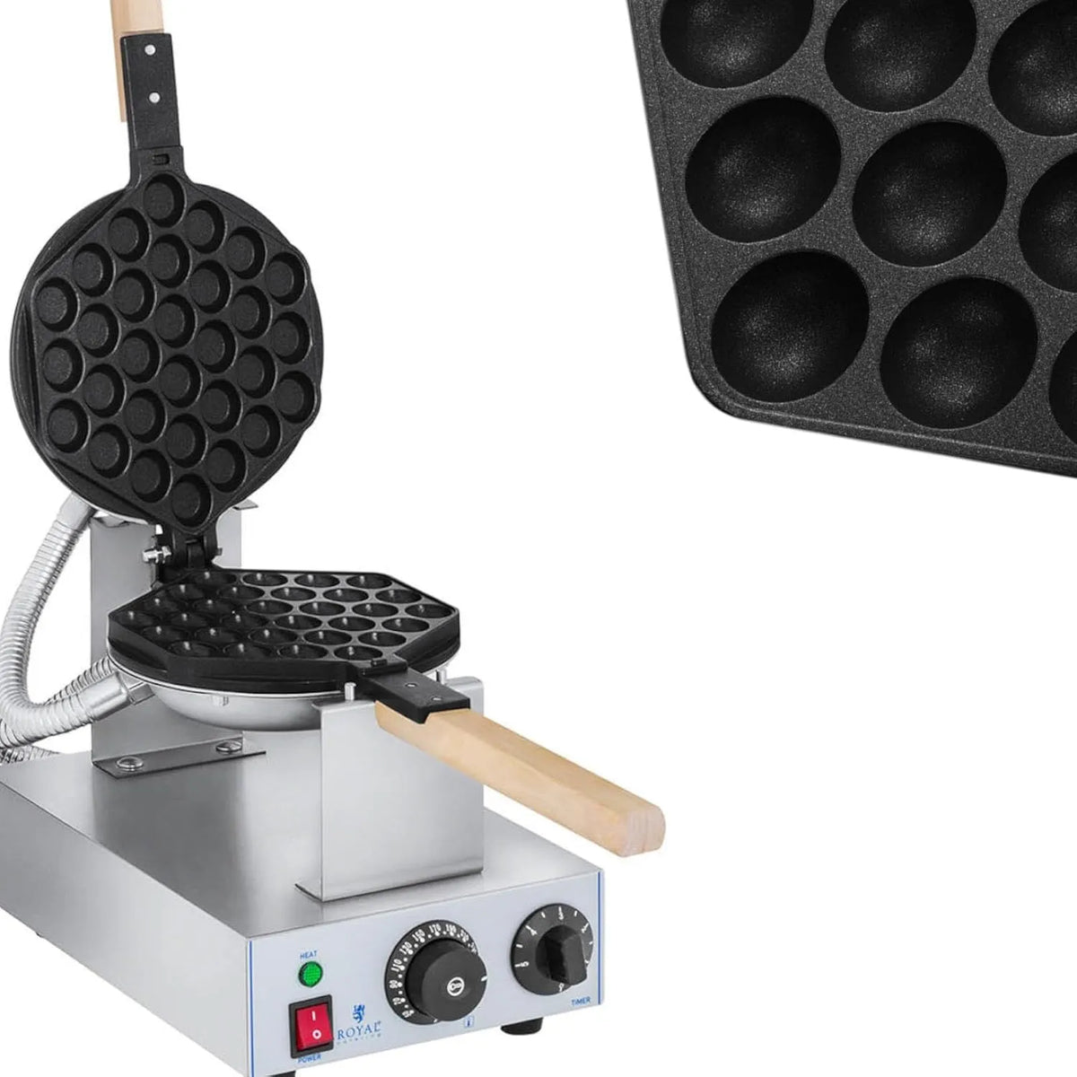 Modell Bubble-Waffeleisen Waffelgerät Waffelautomat Waffle Maker RCWM-1400-B Royal Catering, Leistung 1.415 W, Bubble-Muster, Edelstahl, Aluminium