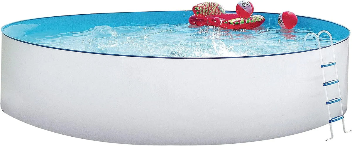 Pool 011091, Ø 400 x 90 cm, Runder in Weiß für bis zu 10.200 l Wasserinhalt, Steinbach Stahlwandpool Set Nuovo