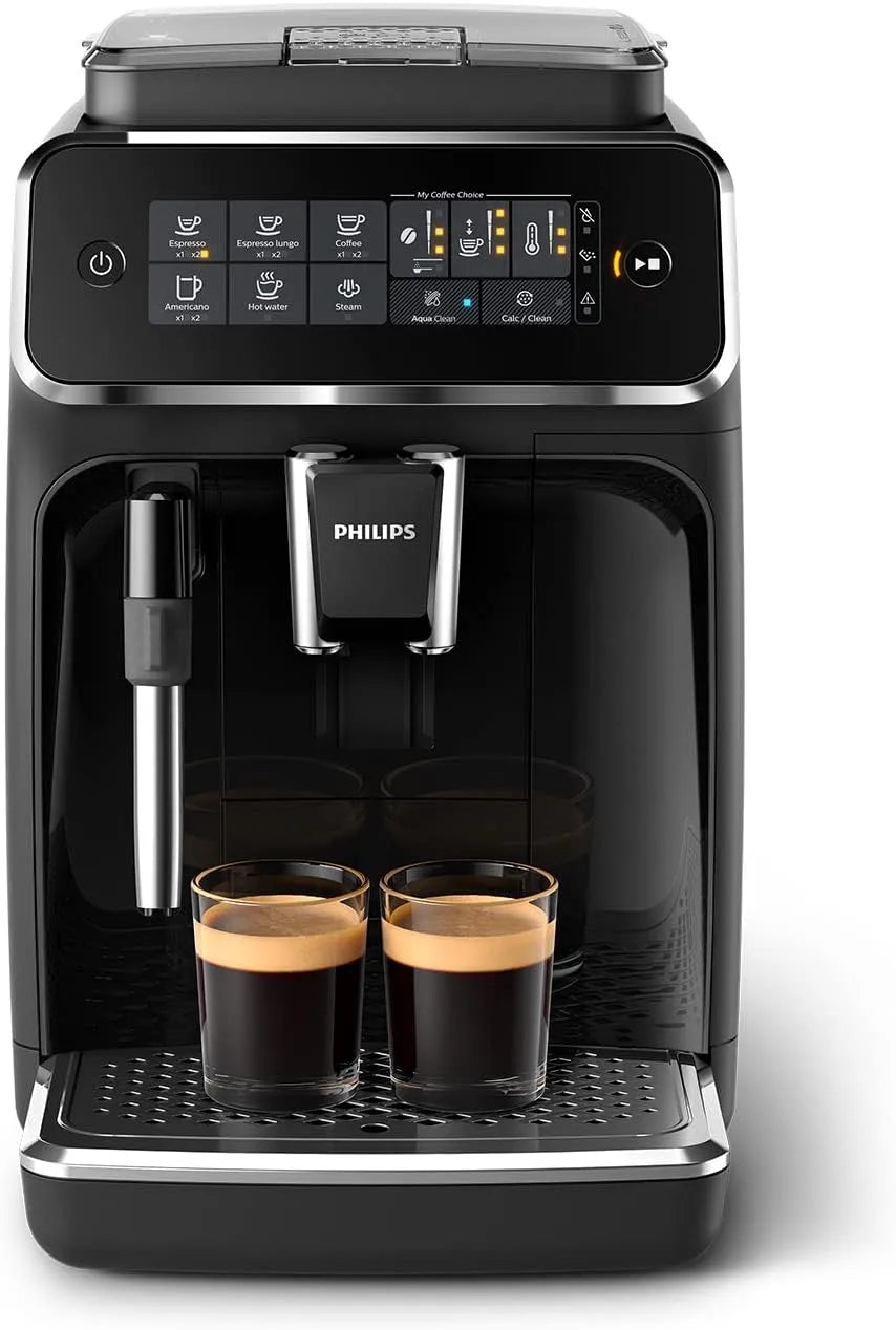 Philips Kaffeevollautomat 3200 EP3221/40, Klassischer Milchaufschäumer, Series, 4 Kaffeespezialitäten, Glänzendes in Schwarz