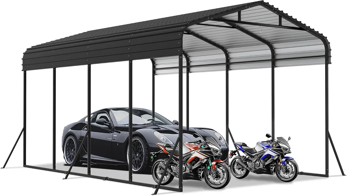Carport Boote-6x3.7x2.6m, Hochleistungs-Überdachung mit verstärkter Basis, Außenbereich Garagen-Autounterstand für Auto, LKW