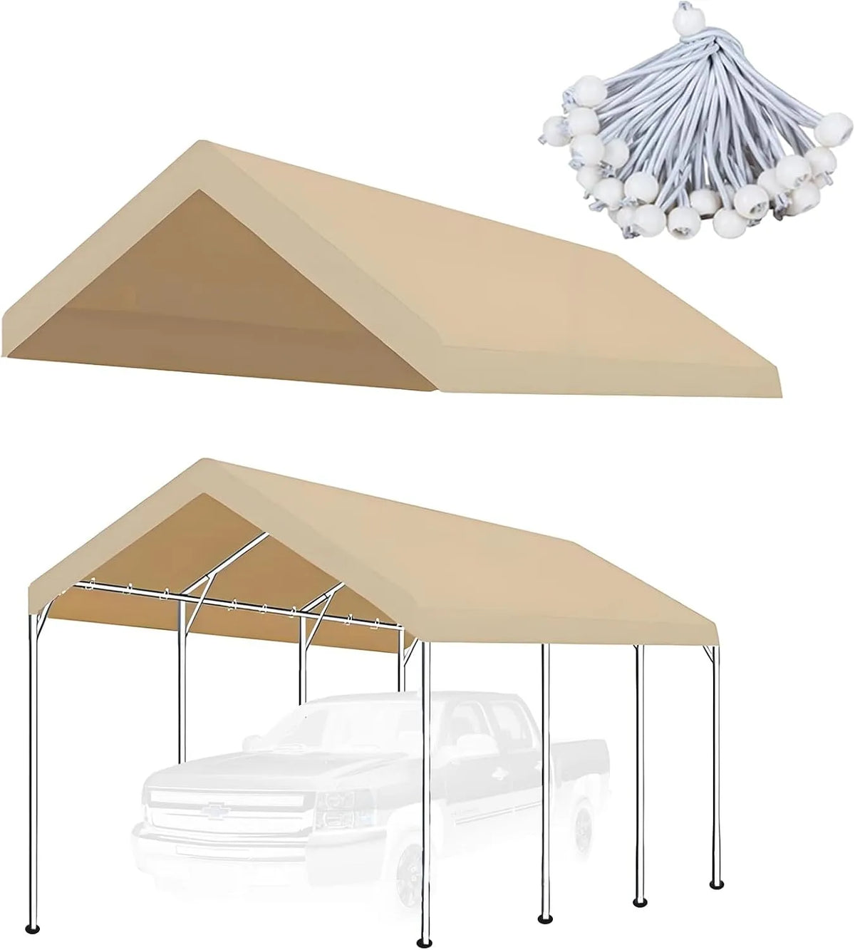 Carport, Maße 3 x 30 cm, Ersatzüberdachung für -Rahmen, Garage, Zelt, Party, strapazierfähig, nur obere Abdeckung, Beige