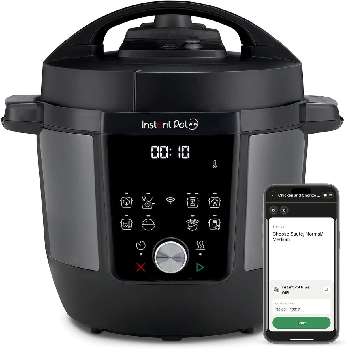 Modell Plus 9-in-1-Multikocher Instant Pot, Gebürsteter Edelstahl, Schongarer, Sauteuse, Speisenwärmer, Vakuumgarer, Plus 5,7 l, Schnellkochtopf