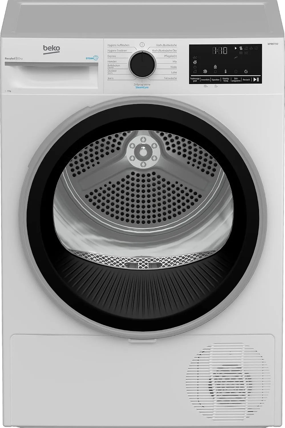 Beko Wäschetrockner B5T68219, Gewicht 8 kg, 15 Betriebsprogramme, Frontbeladung Wärmepumpentrockner, Kondenstrockner, Säulenfähig, Weiß