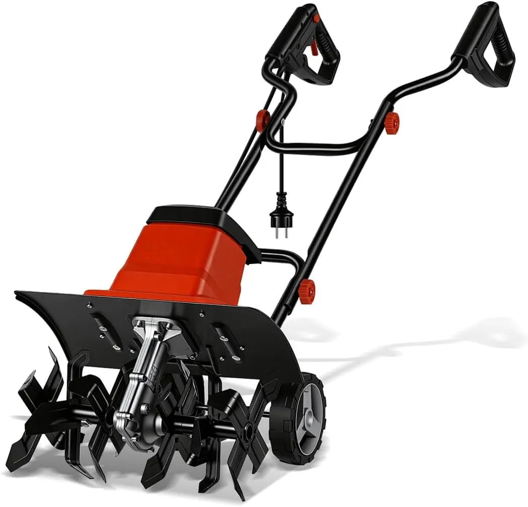 Motorhacke, Leistung 1500W, Gartenfräse elektrisch 1500W, Bodenfräse 40 cm Arbeitsbreite,22 cm Arbeitstiefe elektrische,24 Messer zum Boden auflockern