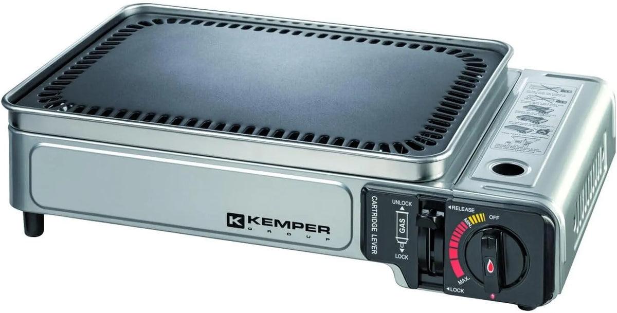 Gasgrill Kemper, Leistung 2300 W, tragbar, antihaftbeschichtet, inklusive. Transportkoffer