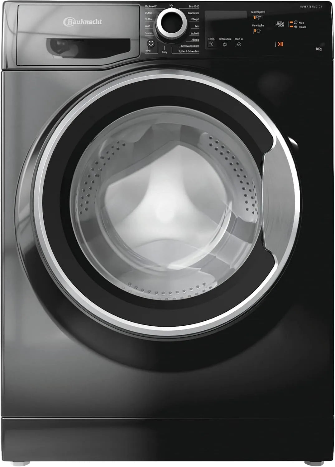 Bauknecht Waschmaschine BB 814 A, Kurz 30, WM Frontbeladung, Langlebiger Inverter-Motor, Kraftvolle Fleckenentfernung, in Schwarz, Gewicht 8kg