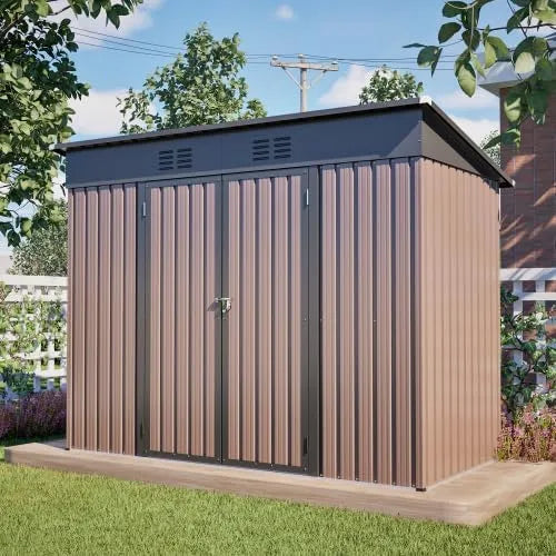 Gerätehaus, XXL Gartengerätehaus Metall 242x126x182cm, Wetterfest, Rostfrei, Mit Schiebetür & Belüftung, Ideal Für Fahrräder