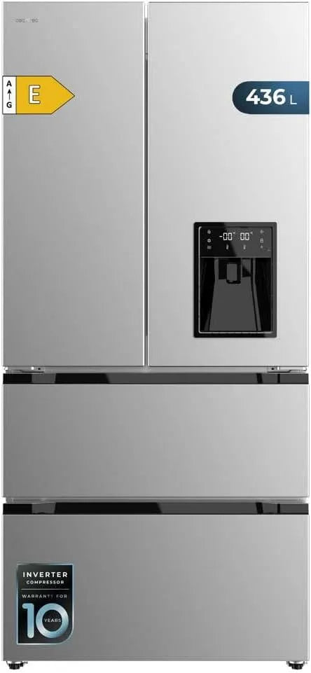 Cecotec Kühlschrank 436WD, mit französischer Tür 436L, Wasserdispenser, Türalarm, Inverter Plus Kompressor, Total No Frost