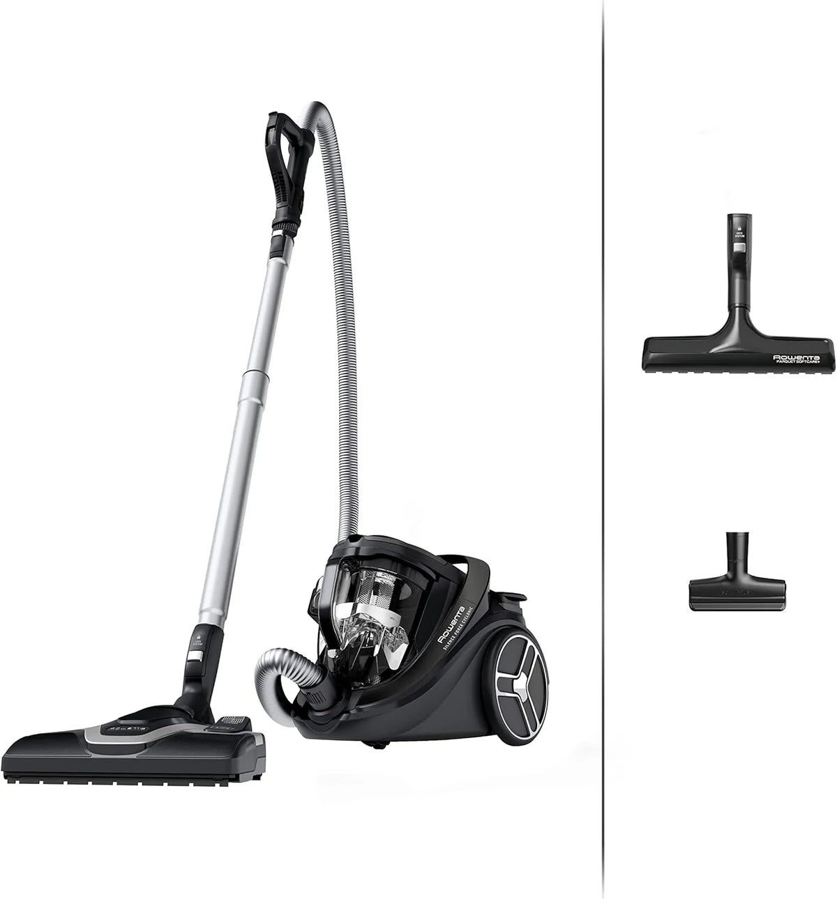 Rowenta Bodenstaubsauger RO7935, 12m Aktionsradius, Parkett, niedriger Energieverbrauch, in Schwarz, 2,5l XXL-Fassungsvermögen, hohe Saugkraft