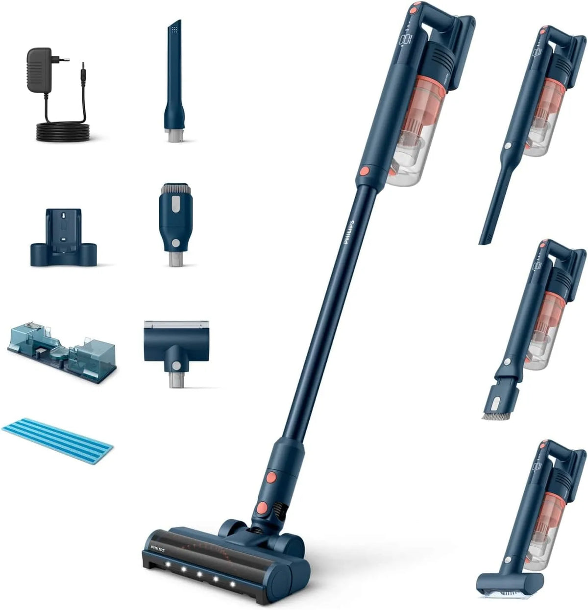 Philips Staubsauger 5000 XC5142/01, Tierhaar-Düse, SpeedPro Max Kabelloser Series, 60 Min. Laufzeit, Düse mit LED-Beleuchtung, Aqua-Modul