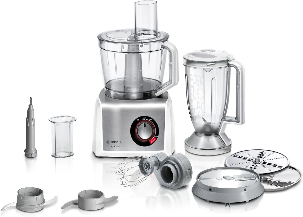 Bosch Küchenmaschine MC812S814, XXL-Rührschüssel 3,9 L, Leistung 1250 W, Rührbesen, fein, weiß, Kompakt MultiTalent 8, 45 Funktionen, Mixer 1,5 L