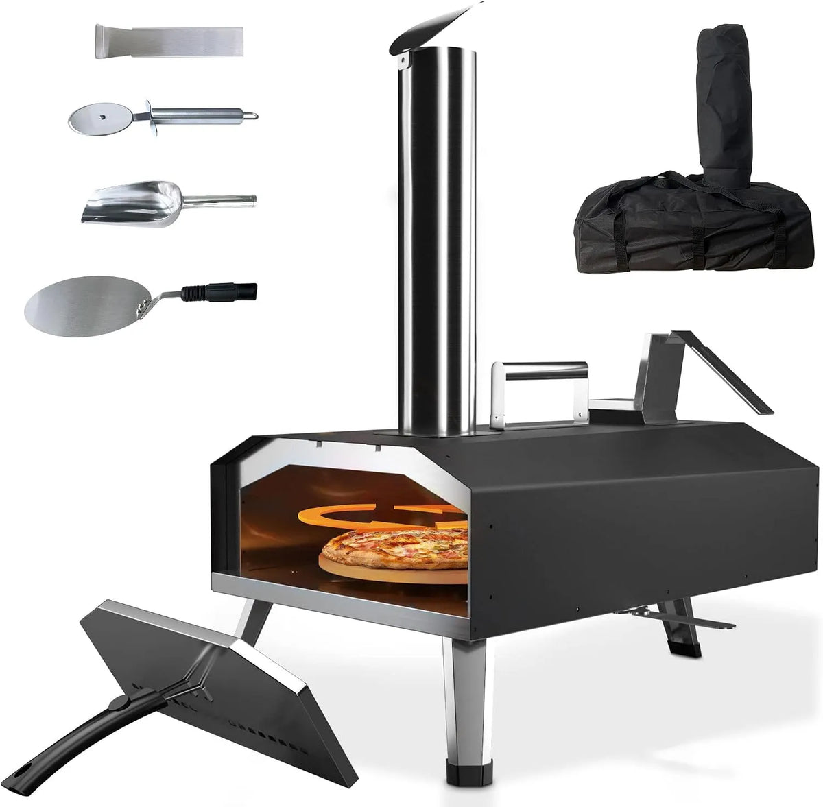 Backofen, KitchenBoss Pizzaofen Outdoor Pizzaöfen Tragbar: Edelstahl Pizza, Camping 12-Zoll, Hinterhof