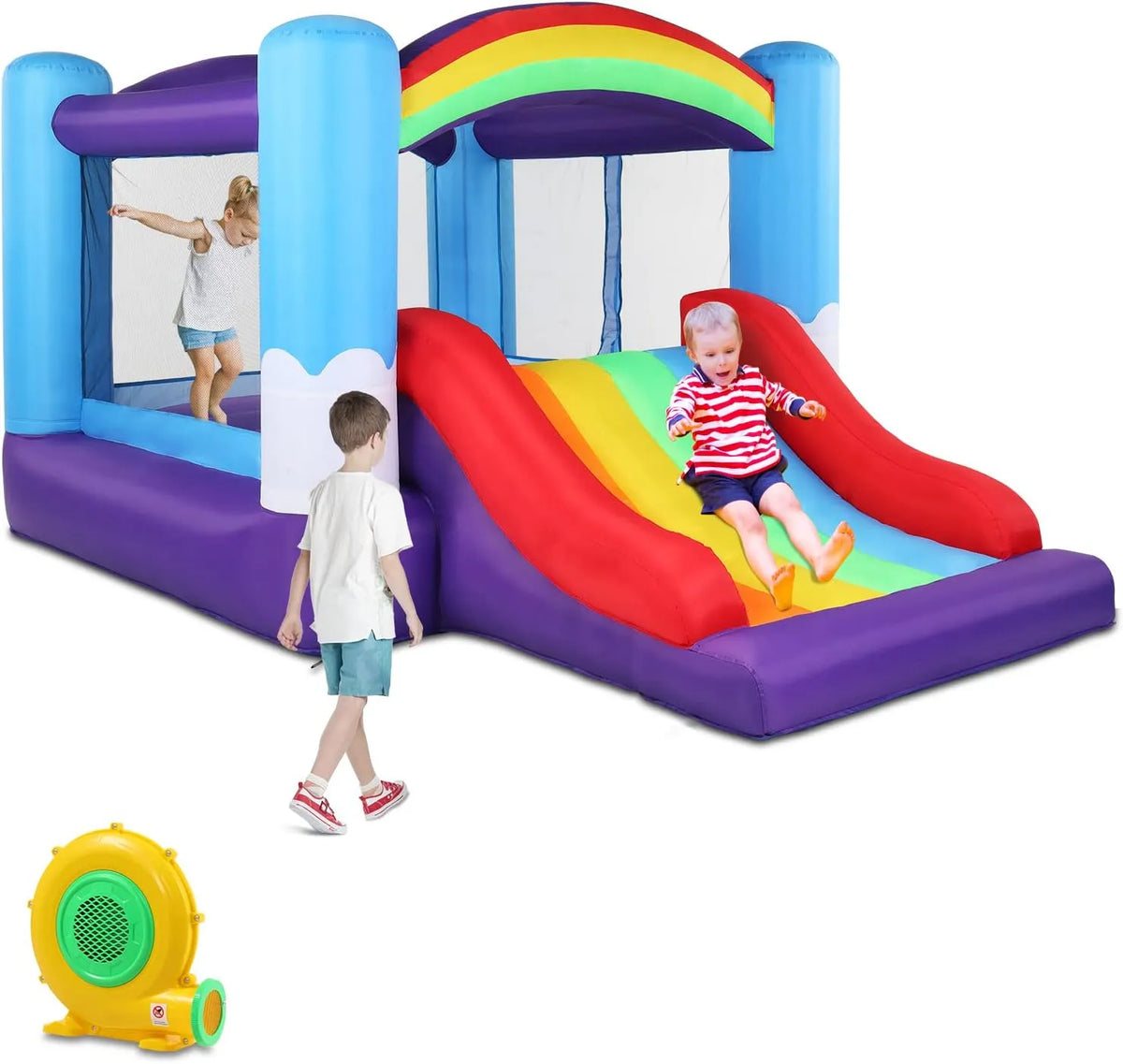 Mit Gebläse LEADZM Hüpfburg, Geeignet für Kinder von 3–10 Jahren, Maße 360x240x210cm, Hüpfburgen mit Rutsche, Aufblasbares Schloss Indoor & Outdoor
