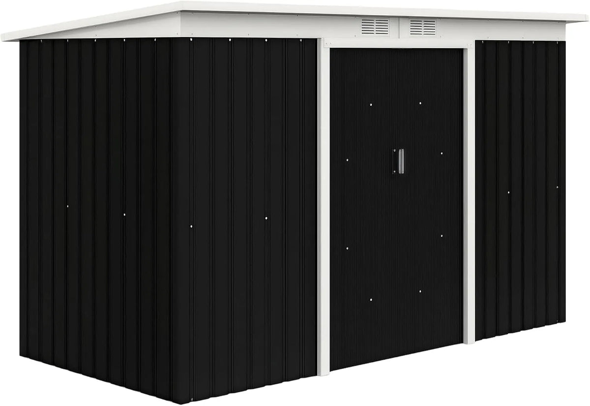 Outsunny Gerätehaus, Metall 6,3m³ 280x130x172cm Geräteschuppen, Dunkelgrau