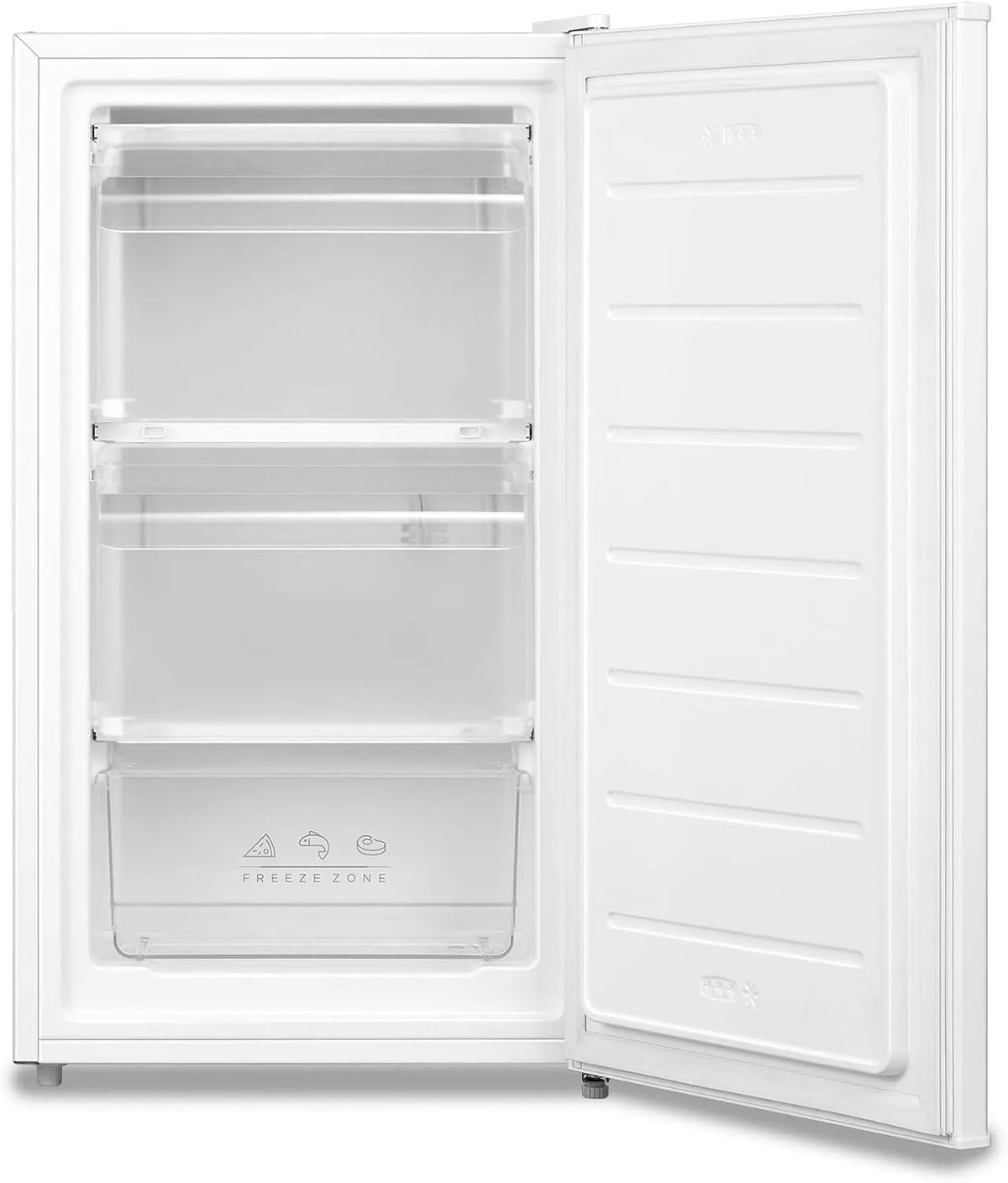Comfee Gefrierschrank RCU60WH2, 3 Fächer, einstellbare Temperatur, leise, Weiß, Fassungsvermögen 60L senkrecht, Eintür, umkehrbare Tür