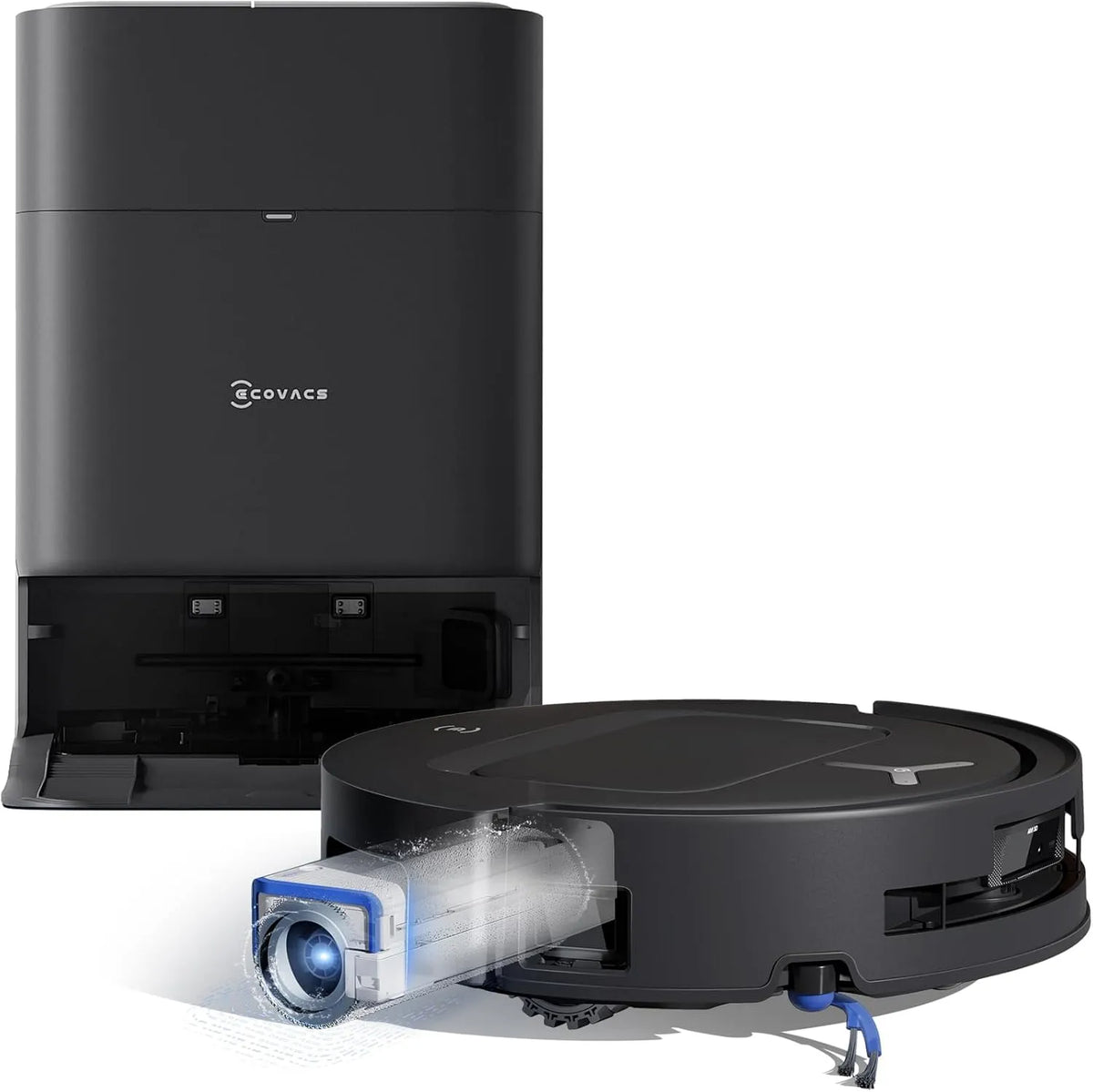 Ecovacs Saugroboter T80, 18.000 Pa, ZeroTangle 3.0,Moppwäsche mit 40-75℃ heißem Wasser, DEEBOT Omni mit Wischfunktion, in Schwarz