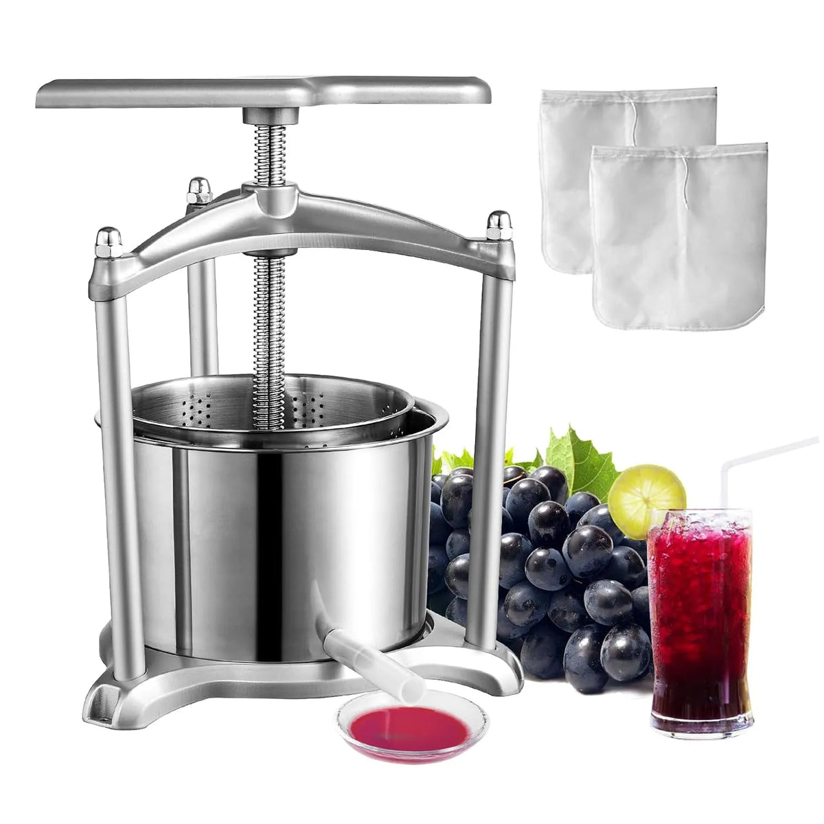 Vevor Entsafter, Fassungsvermögen 5,5 L Obstpresse Apfelpresse Fruchtpresse Maischepresse
