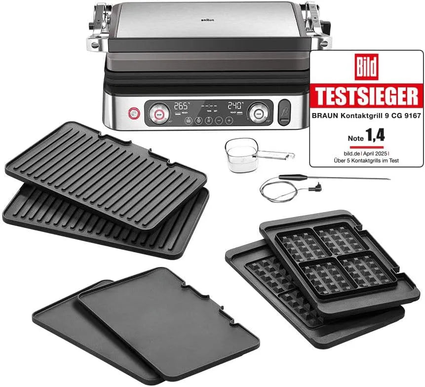 Braun Grill CG 9167, Boost-Funktion 265°, Grillpositionen: Kontakt, Spülmaschinenfeste Platten, MultiGrill 9, Kontaktgrill mit, Ofen