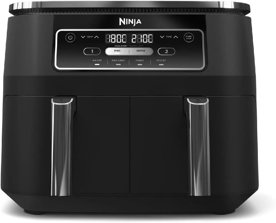 Ninja Foodi Dual Zone Digital Air Fritteuse, 4-in-1, verwendet kein Öl, 2 Schubladen, Fassungsvermögen 7.6L, Max Crisp, Air Fry, Braten, Aufwärmen