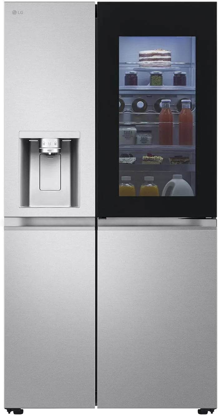 LG Kühlschrank GSXE90MBAD, Energieklasse D, 628 Liter Kapazität, Side by Side mit InstaView, Metal Sorbet, Festwasseranschluss
