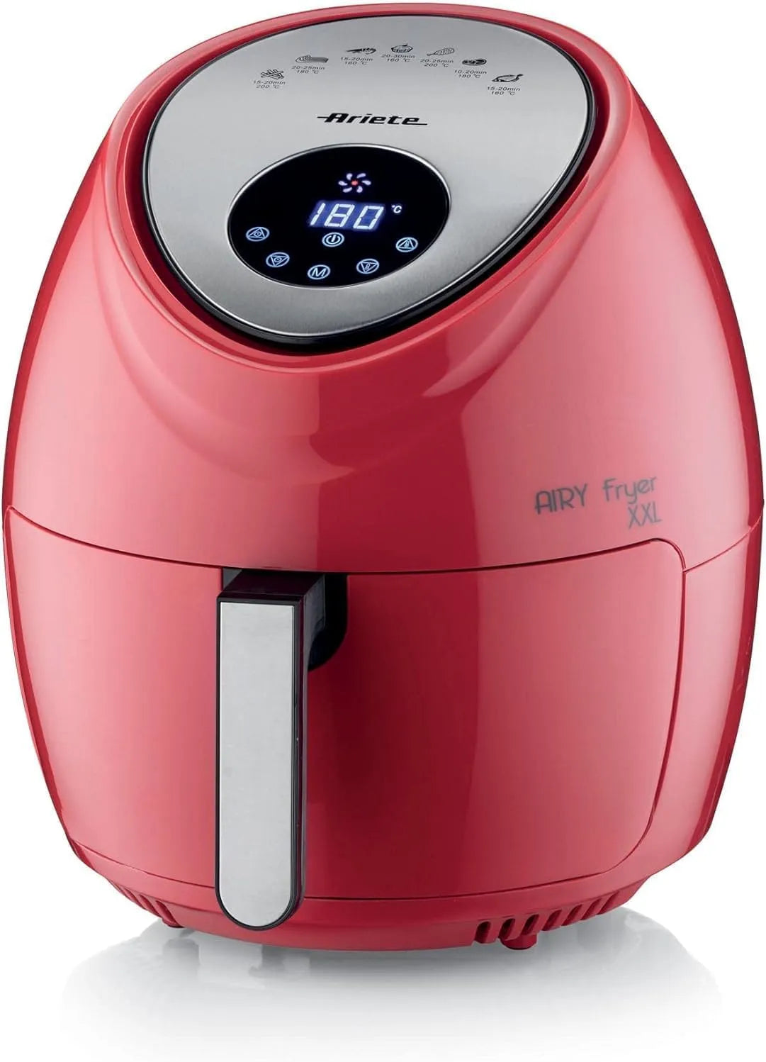 Ariete Heißluftfritteuse 4618 60-Minuten-Timer, LCD- und Touchscreen mit 7 Garstufen, Fassungsvermögen 2,5Kg, Red, Airy Fryer XXL, 7 Liter