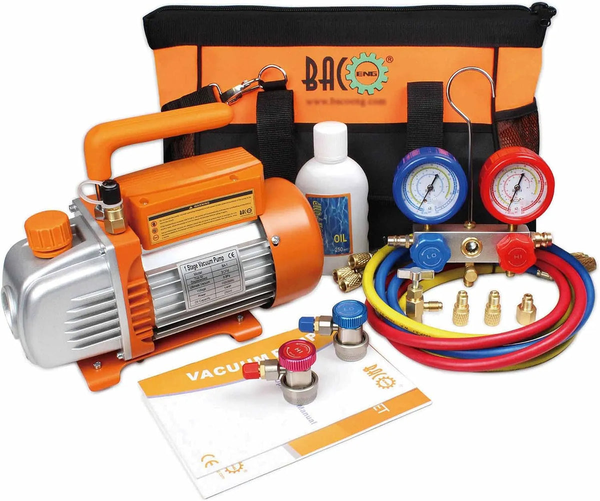 Klimaanlage R134A R410A R407C BACOENG Vakuumpumpe, Set für HVAC, Auto AC Kältemittelaufladung