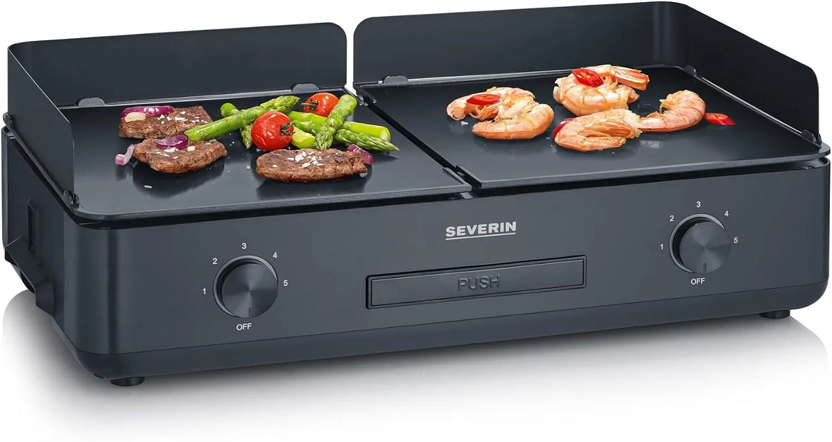 Severin Grill PG 8569, Leistung 2.200 W, mit 2 keramikbeschichteten Grillflächen, Elektrogrill mit 5 unabhängig regelbaren Stufen je Seite