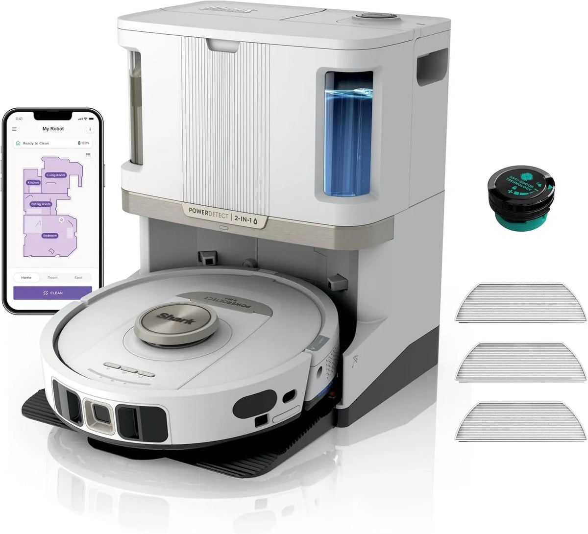 Shark Modell 2-in-1-Saug AV2800ZEEUWH, PowerDetect - & Wischroboter, NeverTouch Pro 60 Tage, 3D- & LiDAR-Navi, Befüllung & -Reinigung, App-Steuerung