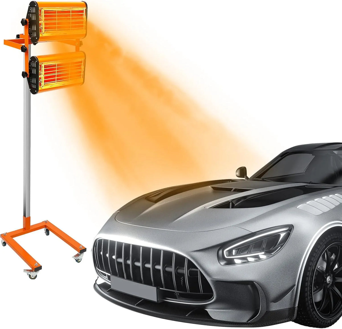 Infrarot-Lacktrockner, Infrarot-Lackierlampe, Leistung 2000 W, mit Kardangelenk und Säule, Autolackierung, Infrarotheizung für Kabinen