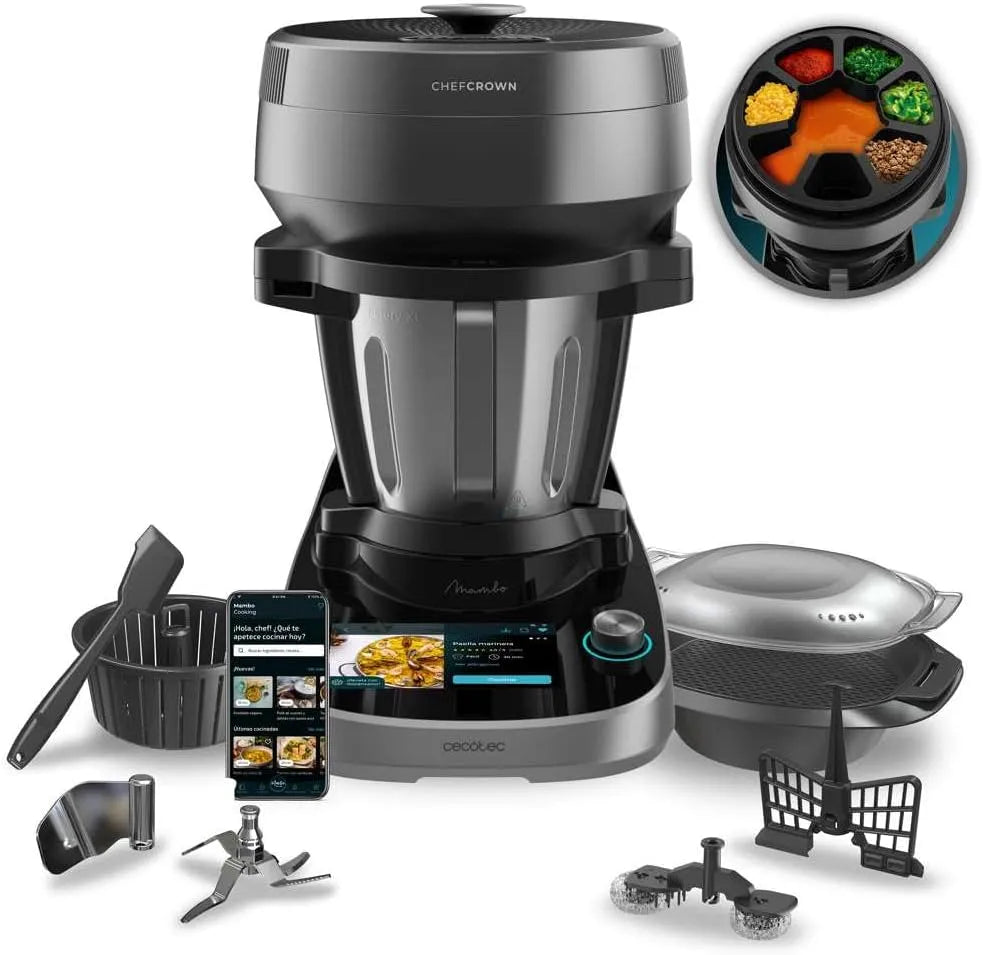 Cecotec Küchenroboter mit Lebensmittelspender Mambo CooKing Victory. 1700 W, 45 Funktionen, Fassungsvermögen 5L Victory Krug