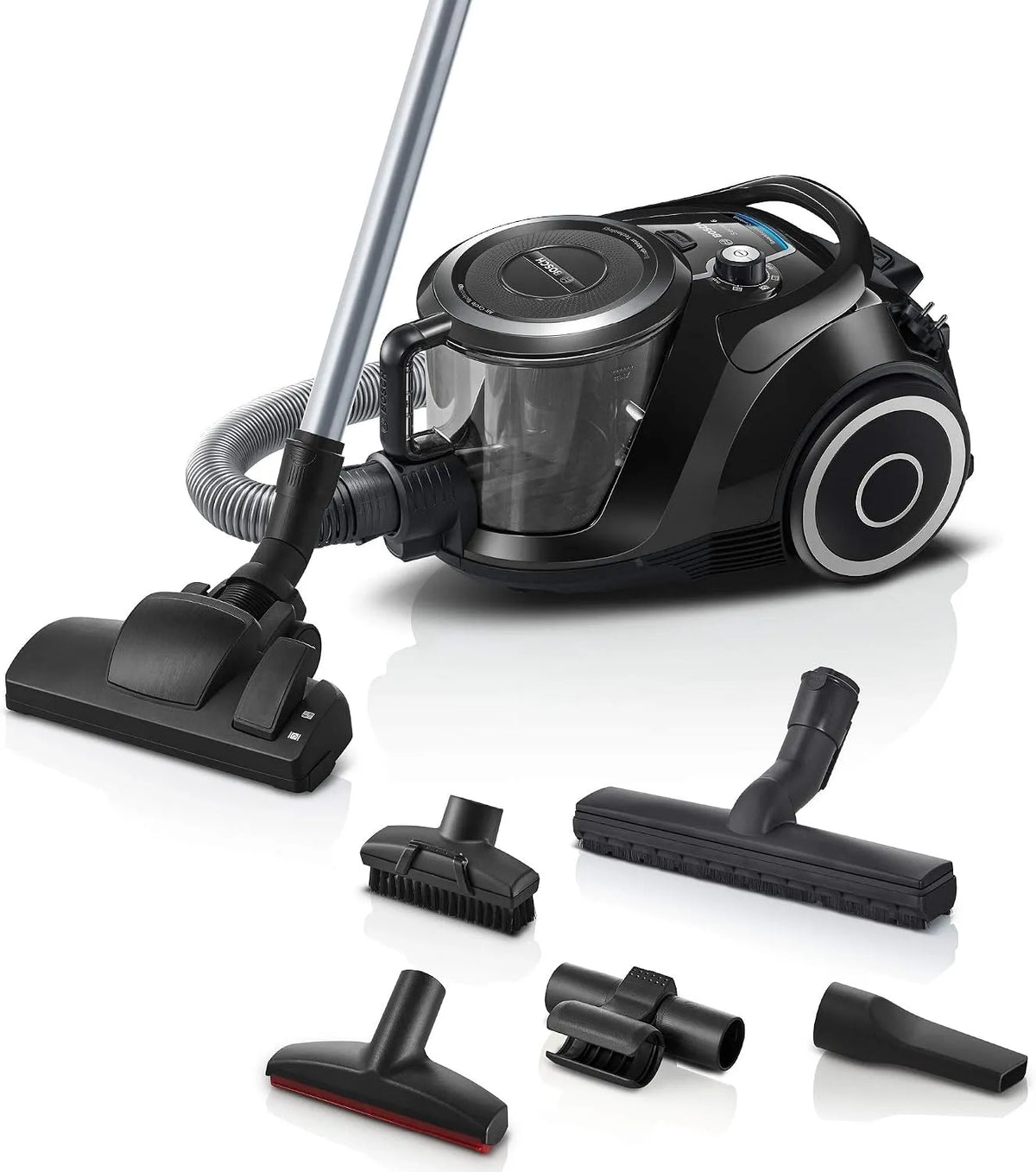 Bosch Staubsauger BGC41XSIL, 68 dB, Hygiene-Filter, ideal für Allergiker, Teppich, Fugendüse, langes Kabel, beutellos Serie 6, Leistung 700 W