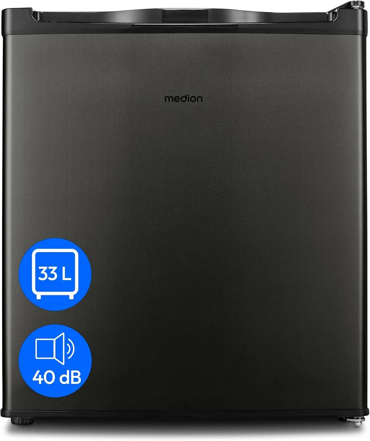 Mini-Gefrierschrank MD37675 MEDION, 51cm hoch, höhenverstellbare Füße, manuelle Temperatureinstellung, Fassungsvermögen 33 Liter Nutzinhalt
