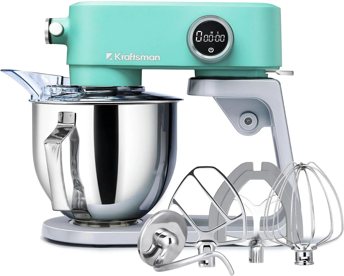 Küchenmaschine, Fassungsvermögen 5L Teigknetmaschine für Brotteig, Knetmaschine Pizzateig mit Timer & 8 Stufen, Edelstahl Rührschüssel, Rührbesen