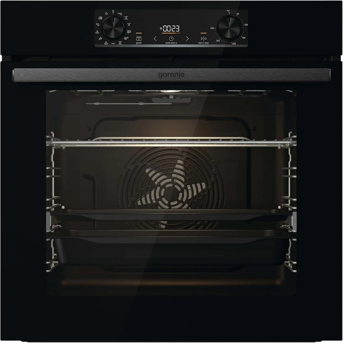 Gorenje Backofen 738415 BOS 6737 E13BG, Pizzamode 300°C, Heißluft, GentleClose & Open, AirFry, ChildLook, in Schwarz, Fassungsvermögen 77L