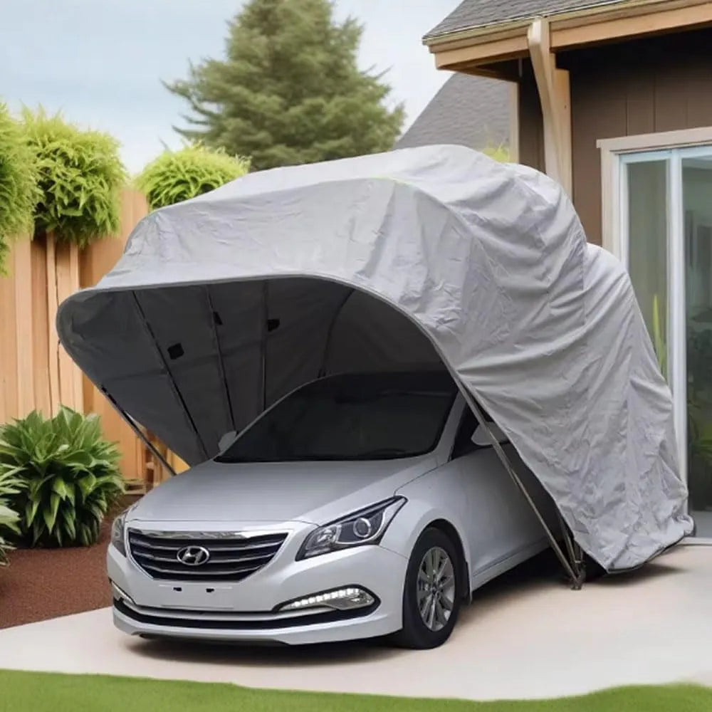 Carport Verbesserter einziehbarer, mobile tragbar Garage, 18 * 8,2 * 7,6 Fuß, Allwetter-Hochleistungscarport, zusammenklappbares Autozelt