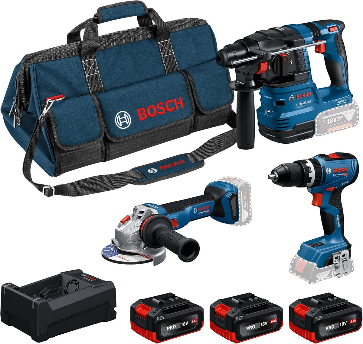 Bosch Modell, PRO 18V System Combo-Kit: GSB 18V-65 18V-22 18V-11, GAL 12V, Spannung 18V-80, M-BAG