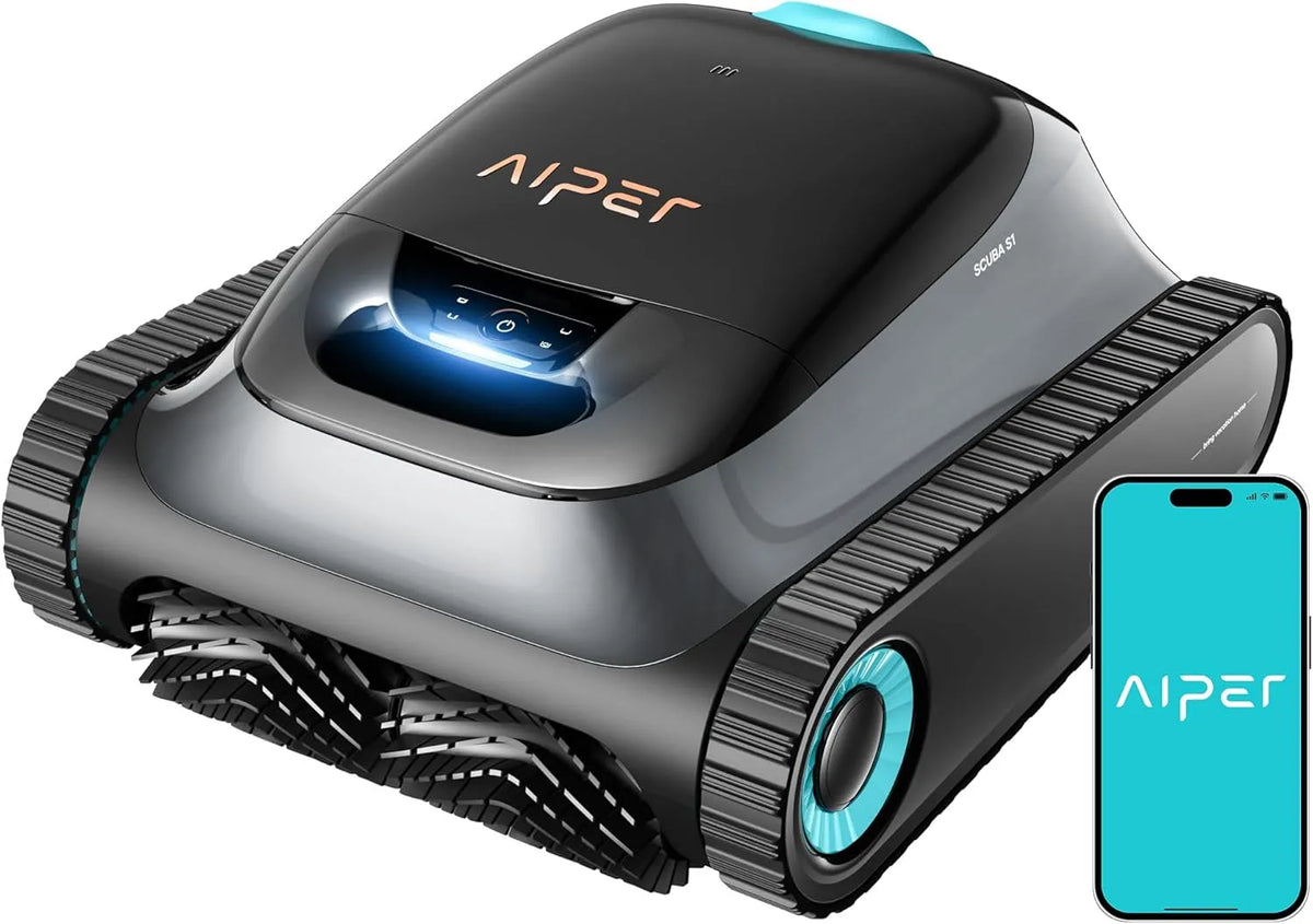 Poolroboter 3μm 15900LPH, AIPER Scuba S1 Boden und Wand, 180 Min. Akkulaufzeit, APP Upgrade, Ultrafeiner Filter, Wasserlinienreinigung